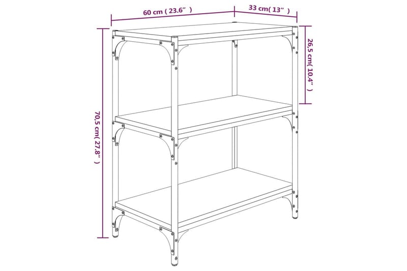 beBasic Bokhylla rökfärgad ek 60x33x70,5 cm konstruerat trä och stål - Brown - Förvaring - Hylla - Bokhylla