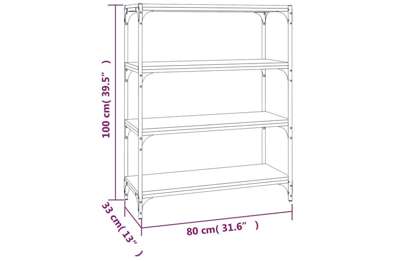 beBasic Bokhylla rökfärgad ek 80x33x100 cm konstruerat trä och stål - Brown - Förvaring - Hylla - Bokhylla