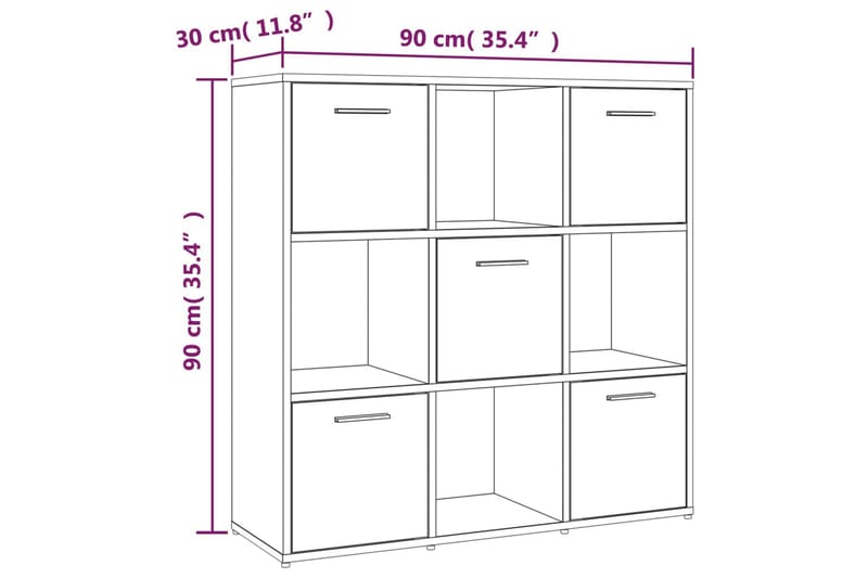 beBasic Bokhylla rökfärgad ek 90x30x90 cm konstruerat trä - Brown - Förvaring - Hylla - Bokhylla