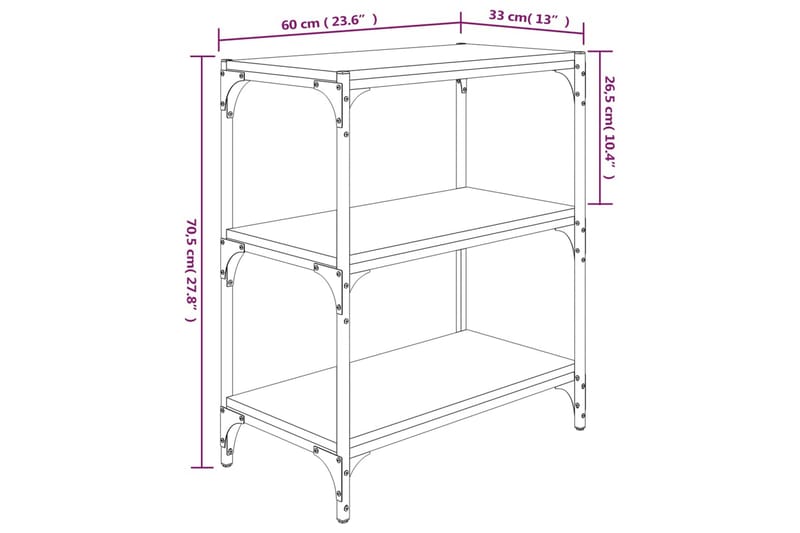 beBasic Bokhylla svart 60x33x70,5 cm konstruerat trä och stål - Black - Förvaring - Hylla - Bokhylla