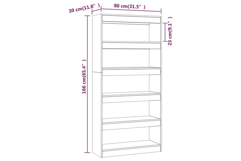 beBasic Bokhylla/Rumsavdelare betonggrå 80x30x166 cm konstruerat trä - Grey - Förvaring - Hylla - Bokhylla