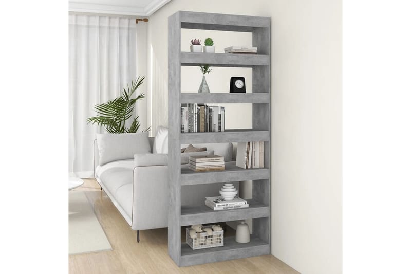 beBasic Bokhylla/Rumsavdelare betonggrå 80x30x198 cm konstruerat trä - Grey - Förvaring - Hylla - Bokhylla