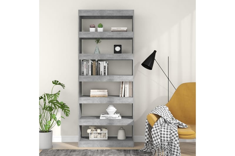 beBasic Bokhylla/Rumsavdelare betonggrå 80x30x198 cm konstruerat trä - Grey - Förvaring - Hylla - Bokhylla