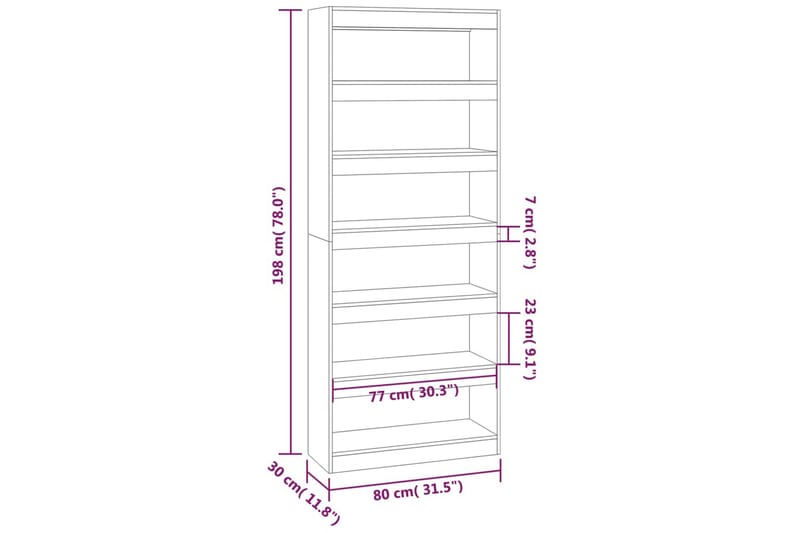 beBasic Bokhylla/Rumsavdelare betonggrå 80x30x198 cm konstruerat trä - Grey - Förvaring - Hylla - Bokhylla