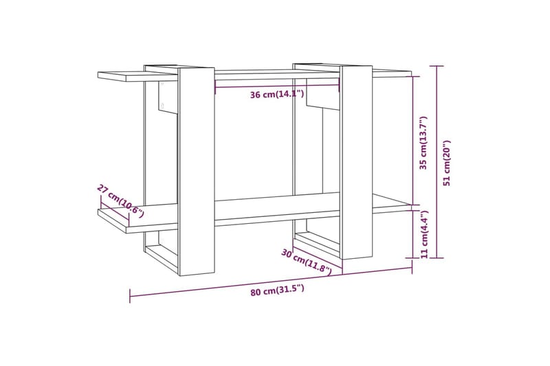 beBasic Bokhylla/Rumsavdelare betonggrå 80x30x51 cm - Grey - Förvaring - Hylla - Bokhylla