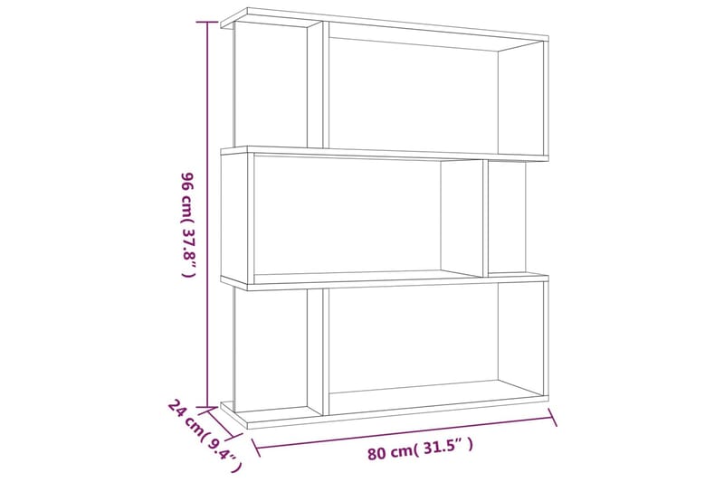 beBasic Bokhylla/Rumsavdelare Brun ek 80x24x96 cm konstruerat trä - Brown - Förvaring - Hylla - Bokhylla