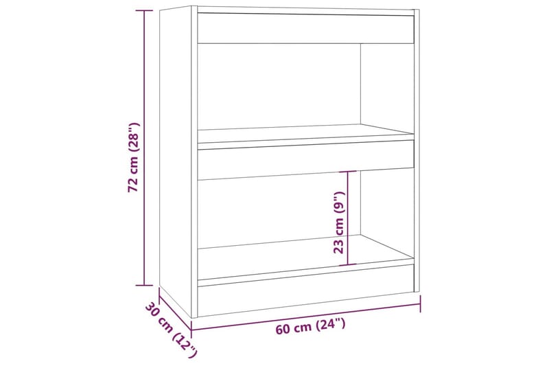 beBasic Bokhylla/Rumsavdelare grå sonoma-ek 60x30x72 cm - Grey - Förvaring - Hylla - Bokhylla