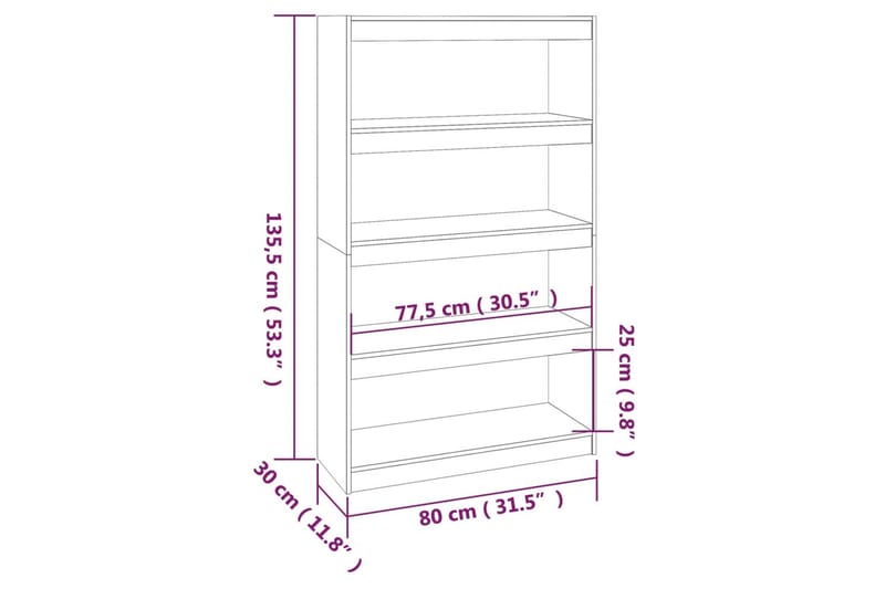 beBasic Bokhylla/rumsavdelare honungsbrun 80x30x135,5 cm furu - Brown - Förvaring - Hylla - Bokhylla