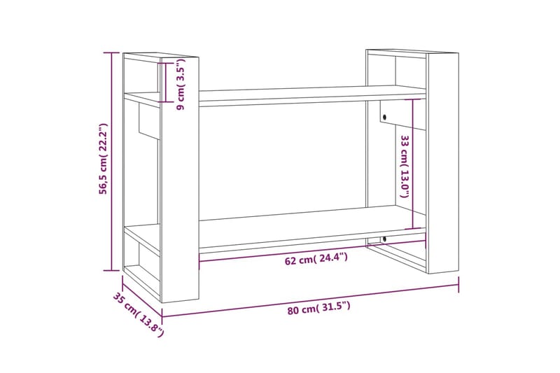 beBasic Bokhylla/rumsavdelare honungsbrun 80x35x56,5 cm massivt trä - Brown - Förvaring - Hylla - Bokhylla