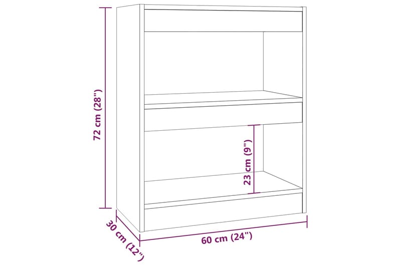 beBasic Bokhylla/rumsavdelare rökfärgad ek 60x30x72 cm - Brown - Förvaring - Hylla - Bokhylla