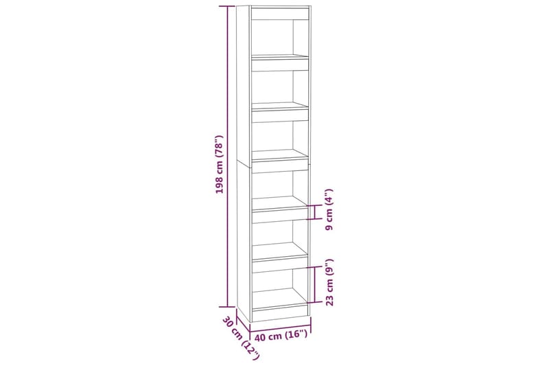 beBasic Bokhylla/rumsavdelare sonoma-ek 40x30x198 cm - Cream - Förvaring - Hylla - Bokhylla