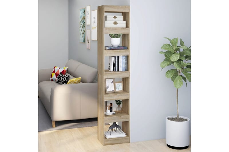 beBasic Bokhylla/rumsavdelare sonoma-ek 40x30x198 cm - Cream - Förvaring - Hylla - Bokhylla