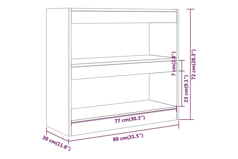 beBasic Bokhylla/Rumsavdelare sonoma-ek 80x30x72 cm - Brown - Förvaring - Hylla - Bokhylla