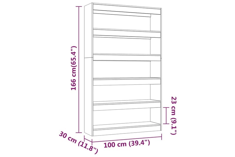 beBasic Bokhylla/Rumsavdelare vit 100x30x166 cm - White - Förvaring - Hylla - Bokhylla