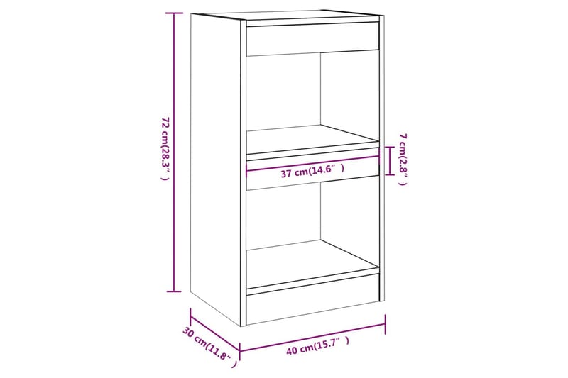 beBasic Bokhylla/rumsavdelare vit 40x30x72 cm - White - Förvaring - Hylla - Bokhylla