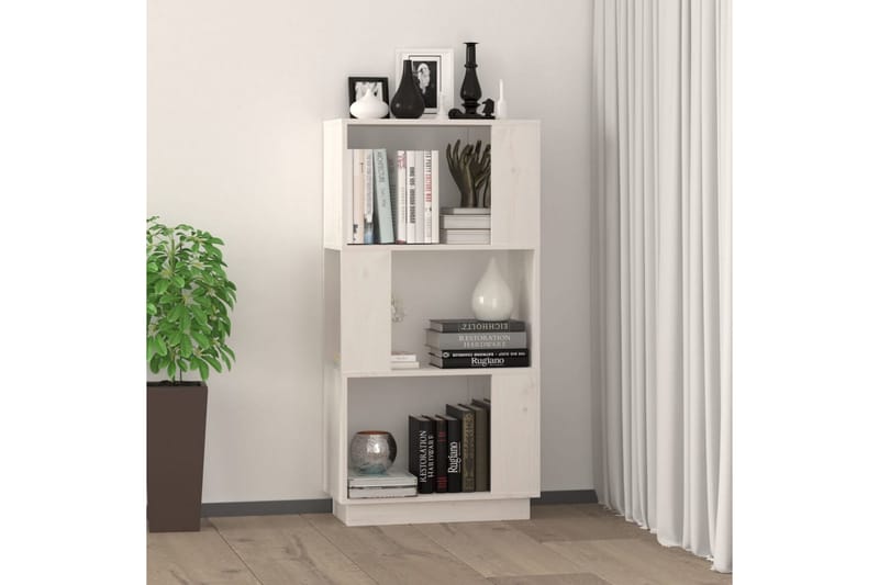 beBasic Bokhylla/rumsavdelare vit 51x25x101 cm massiv furu - White - Förvaring - Hylla - Bokhylla