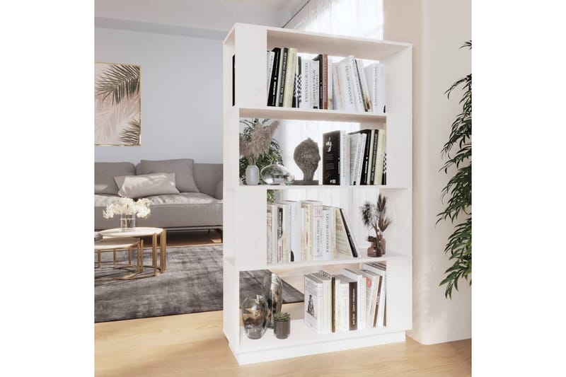 beBasic Bokhylla/rumsavdelare vit 80x25x132 cm massiv furu - White - Förvaring - Hylla - Bokhylla