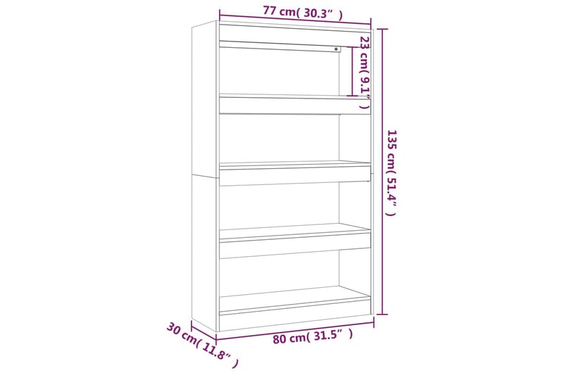 beBasic Bokhylla/Rumsavdelare vit högglans 80x30x135 cm konstruerat trä - White - Förvaring - Hylla - Bokhylla