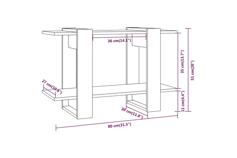 beBasic Bokhylla/Rumsavdelare vit högglans 80x30x51 cm - White - Förvaring - Hylla - Bokhylla