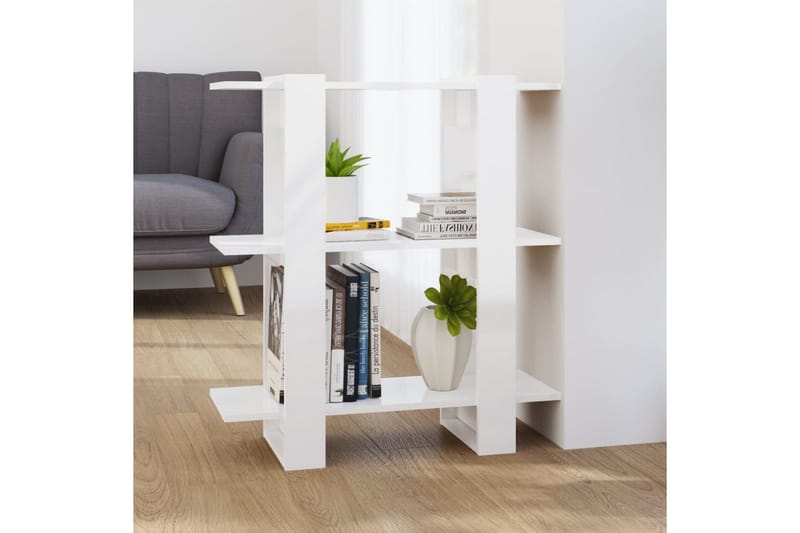 beBasic Bokhylla/Rumsavdelare vit högglans 80x30x87 cm - White - Förvaring - Hylla - Bokhylla