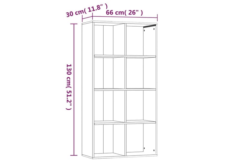 beBasic Bokhylla/skänk rökfärgad ek 66x30x130 cm konstruerat trä - Brown - Förvaring - Hylla - Bokhylla