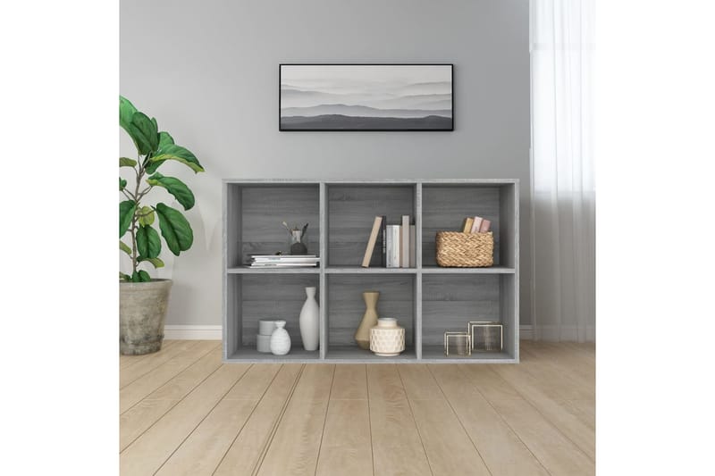 beBasic Bokhylla/skänk rökfärgad Grå Sonoma 66x30x98 cm konstruerat trä - Grey - Förvaring - Hylla - Bokhylla