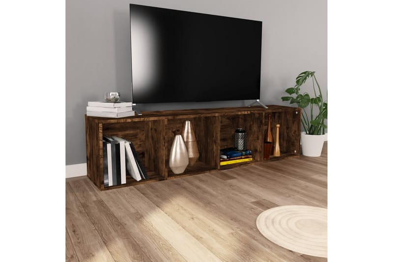 beBasic Bokhylla/tv-bänk rökfärgad ek 36x30x143 cm konstruerat trä - Brown - Förvaring - Hylla - Bokhylla