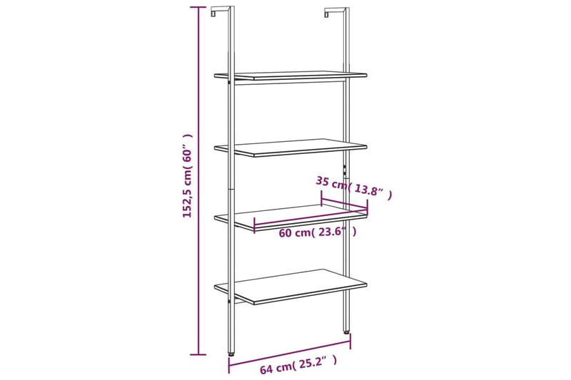 beBasic Hylla 4-nivåer svart 64x35x152,5 cm - Black - Förvaring - Hylla - Bokhylla