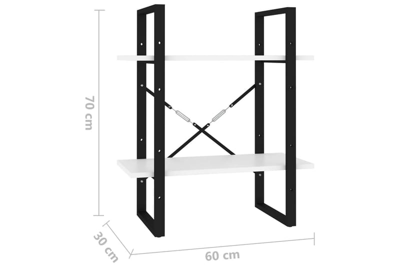 Bokhylla 2 hyllplan vit 60x30x70 cm spånskiva - Vit - Förvaring - Hylla - Bokhylla