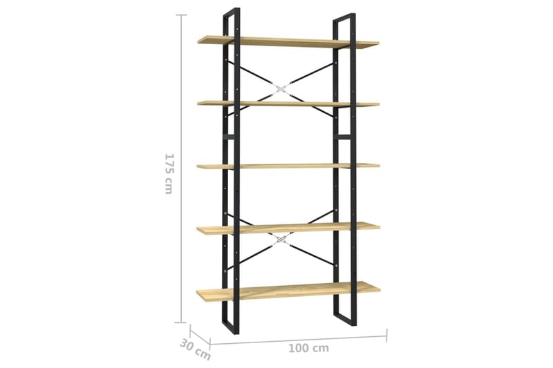 Bokhylla 5 hyllplan 100x30x175 cm furu - Brun - Förvaring - Hylla - Bokhylla