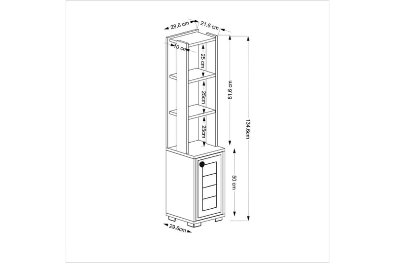 Bokhylla Anayurt 29,6x21,6 cm Vit - Hanah Home - Förvaring - Hylla - Bokhylla