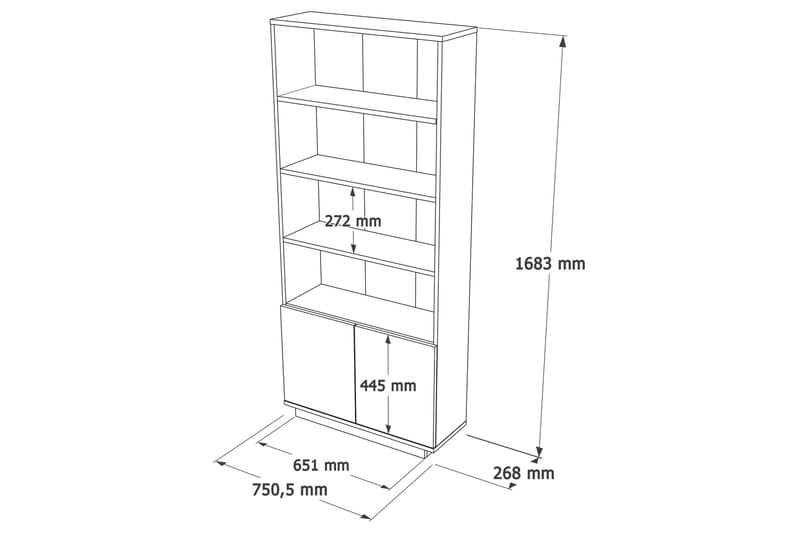 Bokhylla Calrin 77,5 cm - Brun/Vit - Förvaring - Hylla - Bokhylla