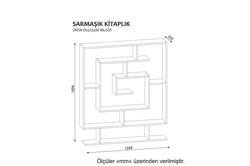 Bokhylla Clora Labyrint - Valnöt - Förvaring - Hylla - Bokhylla