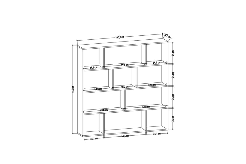 Bokhylla Hodbi 145x25 cm - Vit/Antracit - Förvaring - Hylla - Bokhylla