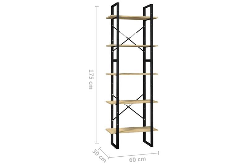 Bokhylla med 5 hyllplan 60x30x175 cm furu - Brun - Förvaring - Hylla - Bokhylla