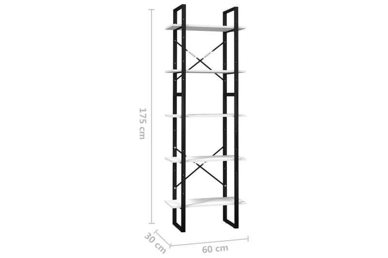 Bokhylla med 5 hyllplan vit 60x30x175 cm furu - Vit - Förvaring - Hylla - Bokhylla