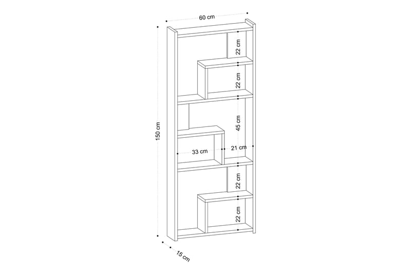 Bokhylla Megg 60x15 cm Brun - Hanah Home - Förvaring - Hylla - Bokhylla