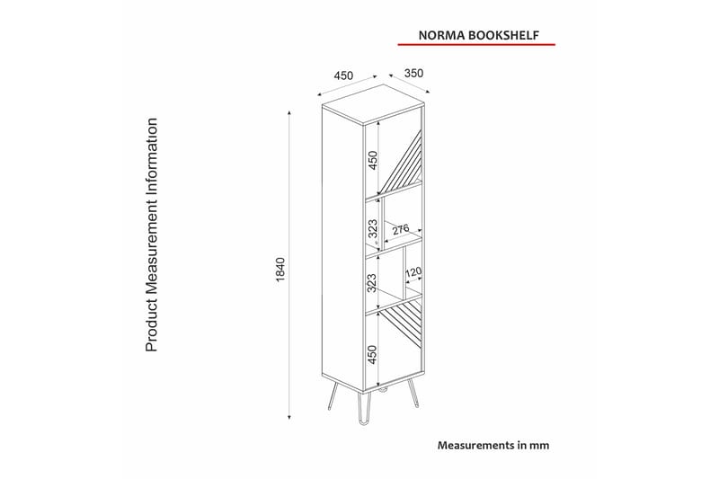 Bokhylla Norma 45x35 cm Brun - Hanah Home - Förvaring - Hylla - Bokhylla