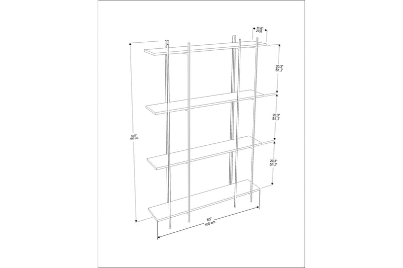 Bokhylla Oshkosh 160 cm - Svart/Green - Förvaring - Hylla - Bokhylla