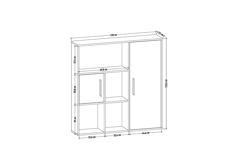 Bokhylla Ridgena 120x25 cm - Natur/Antracit - Förvaring - Hylla - Bokhylla