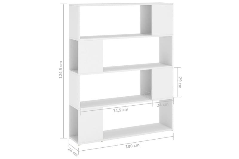 Bokhylla Rumsavdelare vit 100x24x124 cm - Vit - Förvaring - Hylla - Bokhylla