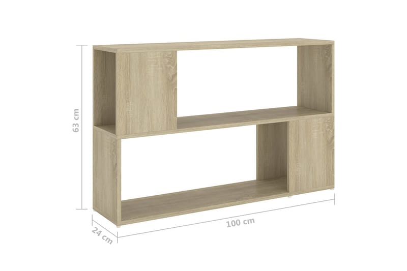 Bokhylla sonoma-ek 100x24x63 cm spånskiva - Brun - Förvaring - Hylla - Bokhylla