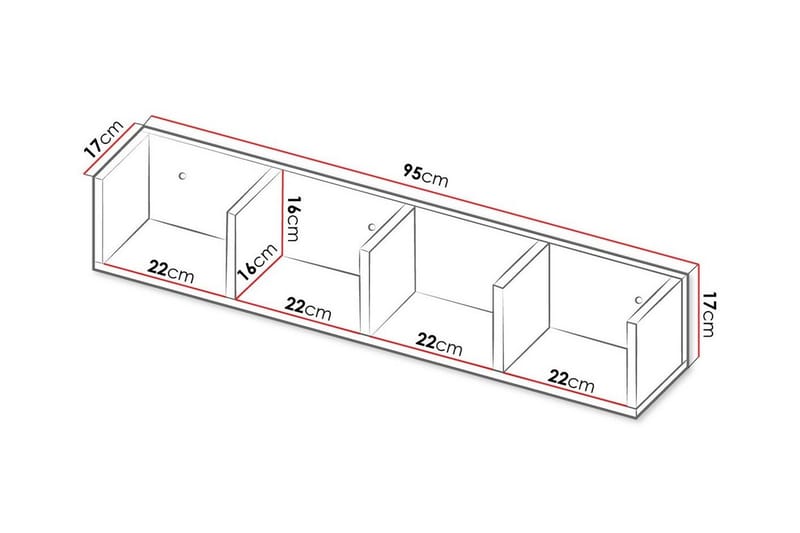 Bokhylla Strathy 95x17 cm - Vit - Förvaring - Hylla - Bokhylla