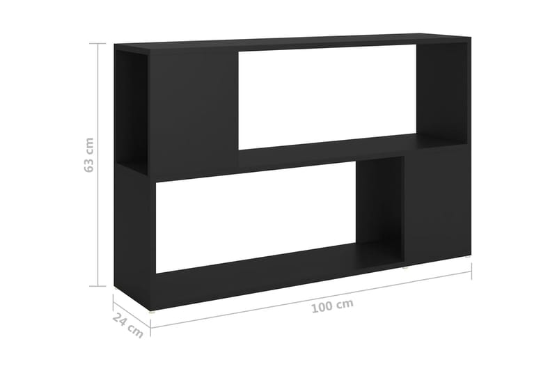 Bokhylla svart 100x24x63 cm spånskiva - Svart - Förvaring - Hylla - Bokhylla