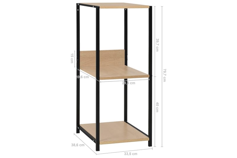 Bokhylla svart och ek 33,5x39,6x79,7 cm spånskiva - Svart - Förvaring - Hylla - Bokhylla