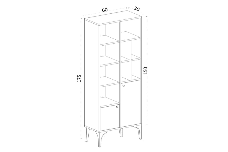 Bokhylla Urgby 60x175 cm - Vit - Förvaring - Hylla - Bokhylla