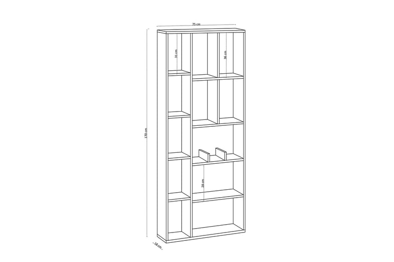 Bokhylla Urgby 75x170 cm - Vit - Förvaring - Hylla - Bokhylla