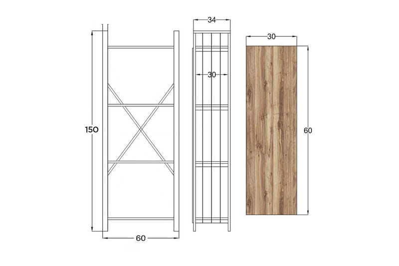 Bokhylla Zakkum 60x150 cm - Svart - Förvaring - Hylla - Bokhylla