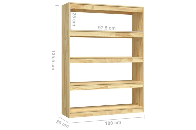 Bokhylla/Rumsavdelare 100x30x135,5 cm furu - Brun - Förvaring - Hylla - Bokhylla