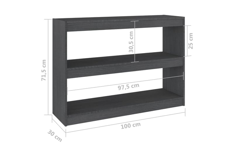 Bokhylla/Rumsavdelare grå 100x30x71,5 cm furu - Grå - Förvaring - Hylla - Bokhylla